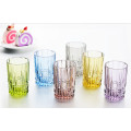 Haonai Break-resistant Glass 150/170ml Water Cup Tumbler - Set of 6 in 6 Assorted Colors Sprayed Color Glass Cup Set Drinkware